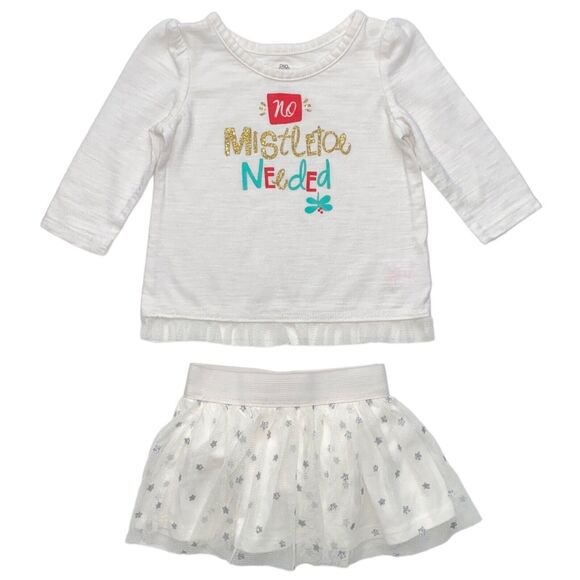 Baby Girls Christmas Outfit Long Sleeve Shirt Skirt Leggings 3pc Lot Size 3-6M - Picture 2 of 9